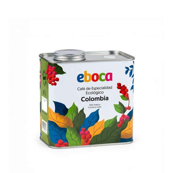 Lata aluminio reutilizable 500g Café Eboca Especialidad Colombia