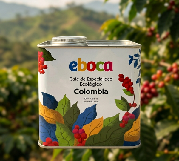 Lata aluminio reutilizable 500g Café Eboca Especialidad Colombia
